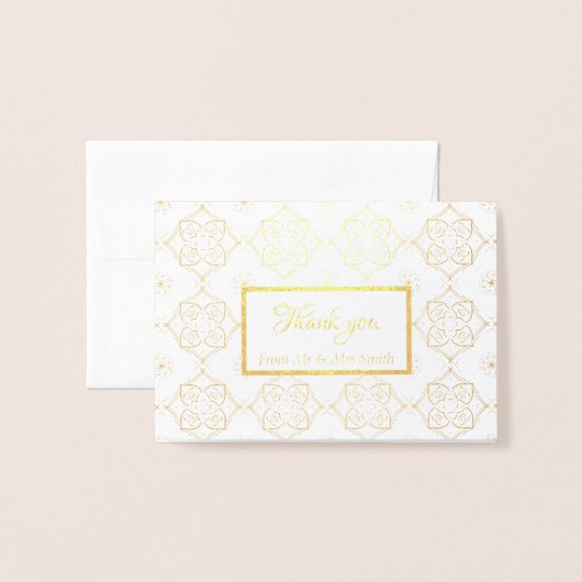 フォーマルサンキューカード結婚- 箔カード (封筒付き正面)