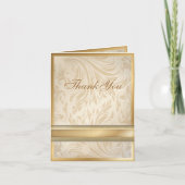 フォーマルシャンパン金ゴールドダマスクウェディング サンキューカード (正面)
