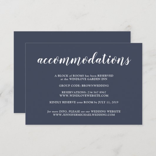 フォーマルシンプル海軍結婚宿泊施設 エンクロージャーカード (正面/裏面)