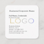 フォーマルシンプルBusiness Logo背景白黒 スクエア名刺 (正面)