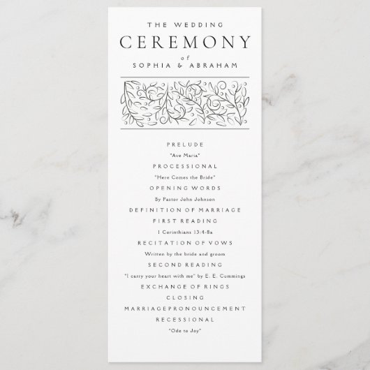 フォーマルスクロ葉ーグの黒白結婚と プログラム (正面)