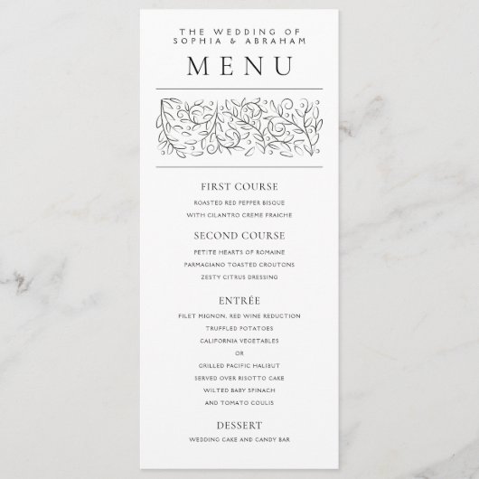 フォーマルスクロ葉ーグの黒白結婚と メニュー (正面)