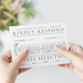 フォーマルスクロ葉ーグの黒白結婚と 出欠カード