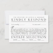 フォーマルスクロ葉ーグの黒白結婚と 出欠カード (正面)