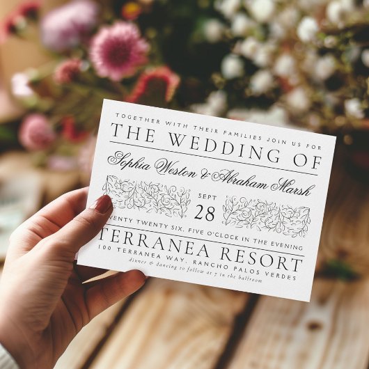 フォーマルスクロ葉ーグの黒白結婚と 招待状