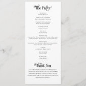 フォーマルタイポグラフィ白黒結婚式 プログラム (裏面)