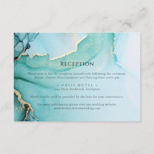 フォーマルターコイズとブラックのエンク結婚ロージャ エンクロージャーカード (正面)