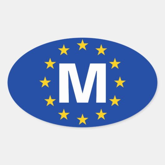 フォーマルタ「M」欧州連合(EU)国旗 楕円形シール (正面)