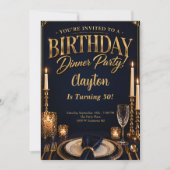 フォーマルディナーの夜のテーマの誕生日パーティー 招待状 (正面)