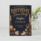 フォーマルディナーの夜のテーマの誕生日パーティー 招待状 (スタンド正面)