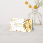 フォーマルトレンディーギルド金ゴールドモンステラプリント プレイスカード (裏面)