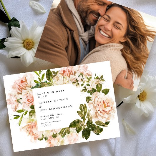 フォーマルピンクローズクラシックフォト結婚ズ セーブザデート