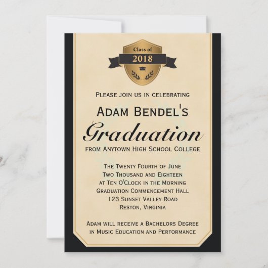 フォーマルフェイク卒業発表 招待状 (正面)