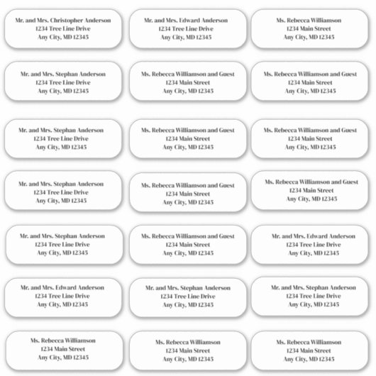 フォーマルフォントの結婚式封筒住所ステッカー シール (正面)