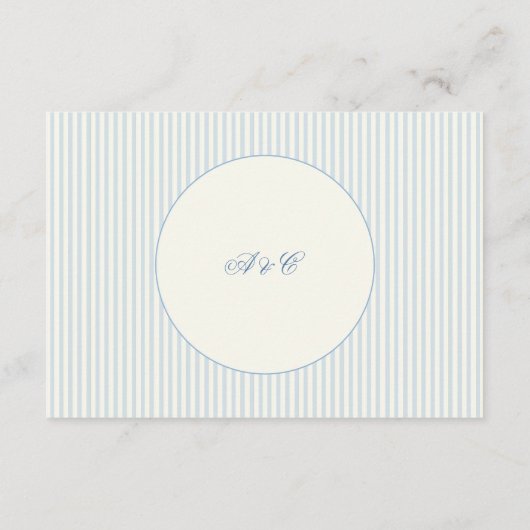 フォーマルフランスの名門私立校風のブルーストライプ披露宴 エンクロージャーカード (裏面)