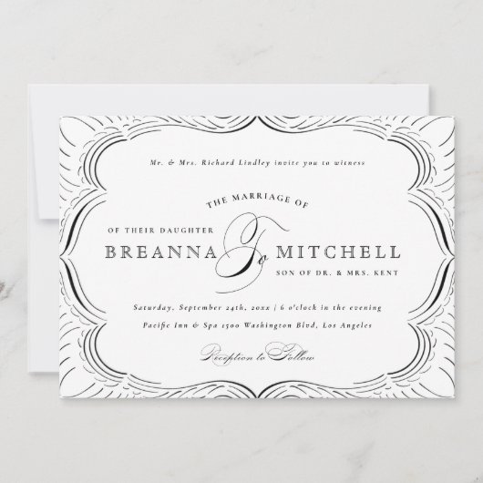 フォーマルフローズエレガントな結婚式招待状 (正面)