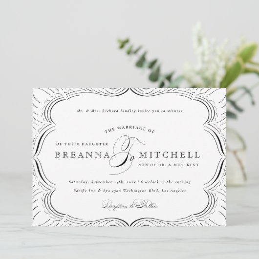 フォーマルフローズエレガントな結婚式招待状 (スタンド正面)