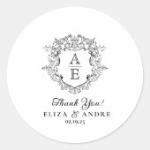 フォーマルフローラクレストモノグラム結婚の感謝 ラウンドシール (正面)
