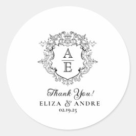 フォーマルフローラクレストモノグラム結婚の感謝 ラウンドシール