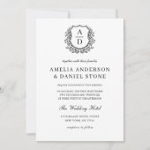 フォーマルフローラクレストモノグラム結婚写真 招待状 (正面)