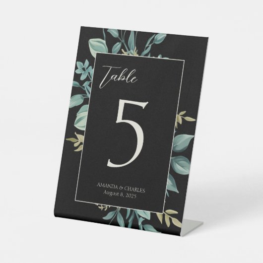 フォーマルフローラパーソナライズされたテーブル番号 台座サイン (正面)
