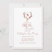 フォーマルフローラ素朴モノグラムのクレストブライダルシャワー 招待状 (正面)