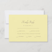 フォーマルブタリーイエローディナーオプションRSVP 出欠カード (正面)