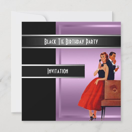フォーマルブラックタイの誕生日パーティーの招待状 招待状 (裏面)