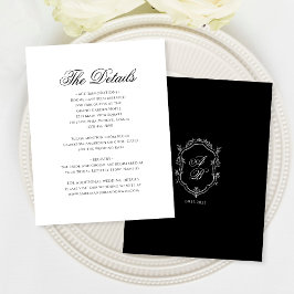 フォーマルブラック&ホワイトモノグラム結婚式の詳細 エンクロージャーカード