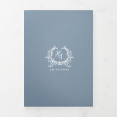 フォーマルブルーフォトQRコードRSVP結婚式詳細 三つ折りカード (カバー)