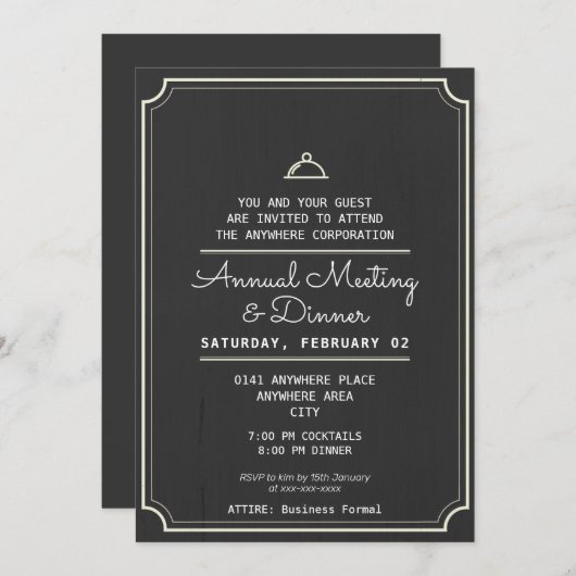 フォーマルプロフェッショナル営業年次ディナー 招待状 (正面/裏面)