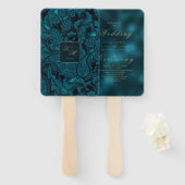 フォーマルペイズリーのダークティール（緑がかった色）ID767 ハンドファン (正面&裏面)