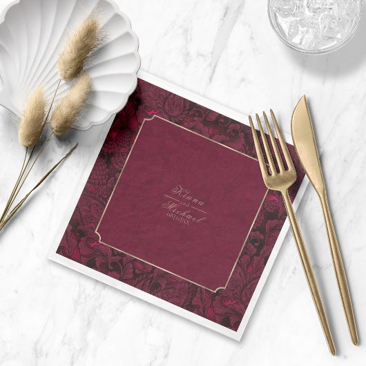 フォーマルペイズリー結婚ズBurgundy ID767ナプキンス スタンダードランチョンナプキン
