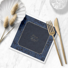 フォーマルペイズリー結婚ズNavy Blue ID767ナプキンス スタンダードランチョンナプキン
