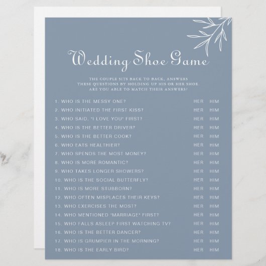 フォーマルミニマルダスティー結婚ブルーのシューゲーム (正面/裏面)