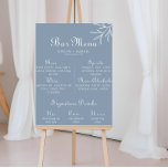フォーマルミニマルDusty Blueの結婚バー ポスター<br><div class="desc">このフォーマルダスティ結婚ブルーのバーメニューは素朴な料理にピッタリの結婚メニュー。このデザインは水色の野生のハーブを埃の多い青い背景に特色にしている。</div>