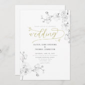 フォーマルモダンクラシックの中で結婚の 招待状 (正面/裏面)