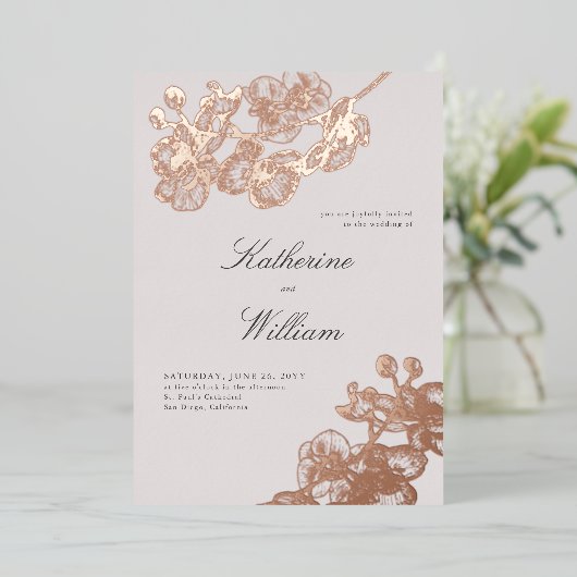 フォーマルモダンクラシックの中で結婚の 箔招待状 (立ち正面)