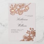 フォーマルモダンクラシックオーキッドタックス結婚のバラ金ゴールド 箔招待状 (正面)