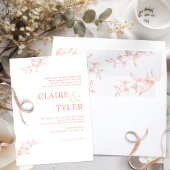 フォーマルモダンタイポグラフィ赤面ピンクピーチ結婚ス 招待状