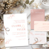 フォーマルモダンタイポグラフィ赤面ピンクピーチ結婚ス 招待状