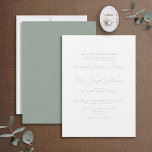 フォーマルモダン書Sage Green結婚's 招待状<br><div class="desc">あなたの結婚式の日はあなたの人生の最も重要な日の一つであるので、あなたの招待は大事な行事の重要性を反映する必要がある。この書フォーマル道のセージ緑の結婚式招待状は、そのクラシックの白黒の配色とタイポグラフィと共にまさにそのこエレガントとをする。書道を伝統的使っ与えてのレイアウトはモダンひねりであり、この誘いを真に受けユニークる。そんな美しい考え誘い気にを選択した人々に感謝の意をスタイリッシュ表する。著作権Anastasia Surridge for エレガント招待状，全著作権所有。</div>
