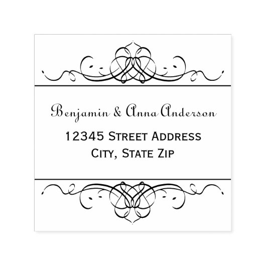 フォーマルヴィンテージの花飾り – 自己手書きアドレスのスタンプ セルフインキングスタンプ (デザイン)