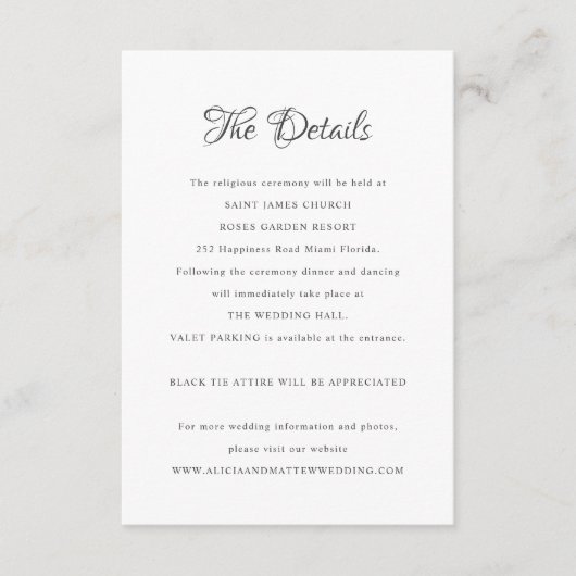 フォーマルヴィンテージ書結婚の詳細 エンクロージャーカード (正面)