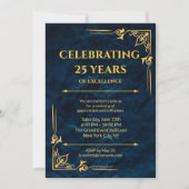 フォーマル企業のイベント招待ネイビーブルー&金ゴールド 招待状 (正面)