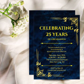 フォーマル企業のイベント招待ネイビーブルー&金ゴールド 招待状