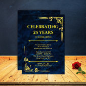 フォーマル企業のイベント招待ネイビーブルー&金ゴールド 招待状