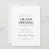 フォーマル企業のグランドオープニングブラック&ホワイト 招待状 (正面)