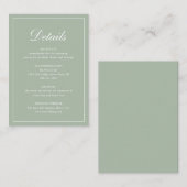 フォーマル伝統的エレガントSage Green結婚's エンクロージャーカード (正面/裏面)