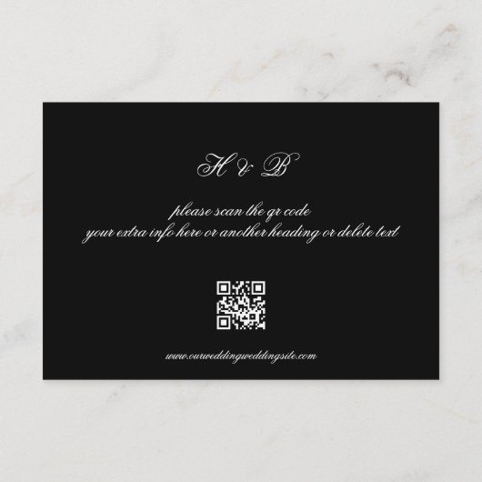 フォーマル書跡ブラッククラシックQRコード結婚s 出欠カード (裏面)
